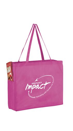 Custom Logo Breast Cancer Awareness Pink Side Pocket Non-Woven Tote Bag (16"x6"x12") - Screen Print - Y2KP16612BCA-SP